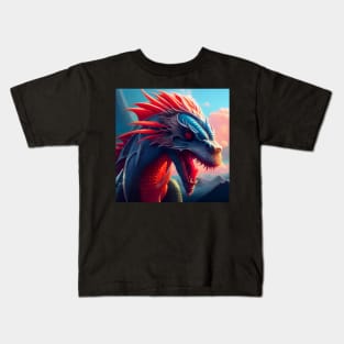 Blue Scaled Dragon with Orange Spikes Kids T-Shirt